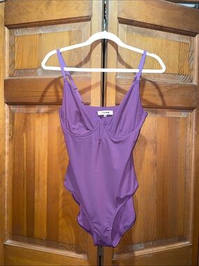 Popilush Purple Shaping Plunging V One-Piece Slimming Swimsuit